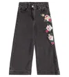 Monnalisa Sequin-embellished Straight-leg Jeans In Black