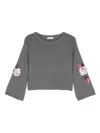 Monnalisa Floral-appliqué Wool Blend Jumper In Grey