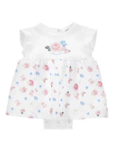 Monnalisa Floral Baby Dress In White