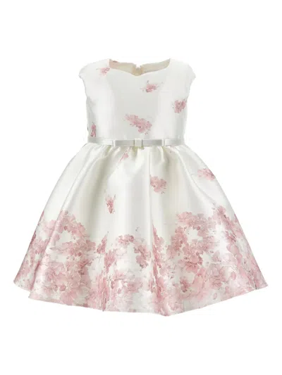 Monnalisa Babies' Floral Belt Dress In Neutral