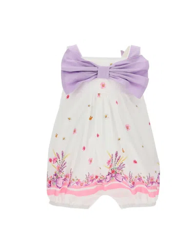 Monnalisa Floral Bow-detail Babygrow In White