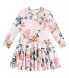 Monnalisa Floral Cotton-blend Dress In Multicoloured
