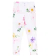 Monnalisa Floral Cotton-blend Jersey Leggings In Bianco+multicolor