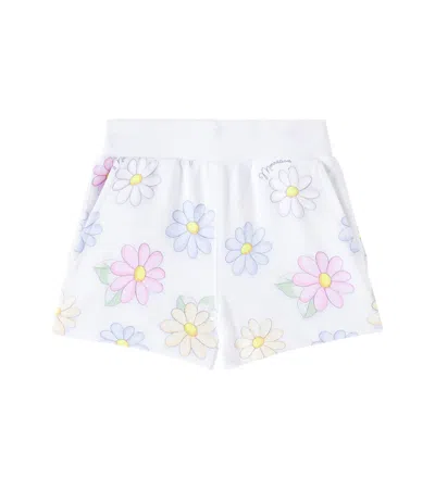 Monnalisa Floral Cotton-blend Jersey Shorts In Weiss