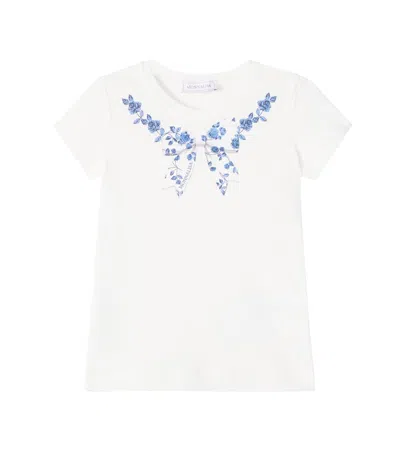 Monnalisa Kids' Floral Cotton-blend T-shirt In White