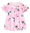 Monnalisa Floral Cotton Dress In Multicoloured