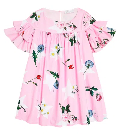 Monnalisa Kids' Floral Cotton Dress In Multicoloured