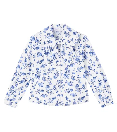 Monnalisa Kids' Floral Cotton Shirt In Multi