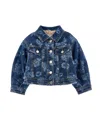 Monnalisa Floral Denim Jacket In Blue