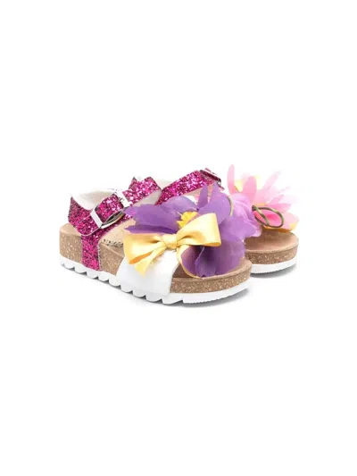Monnalisa Kids' Floral-detail 30mm Sandals In Pink
