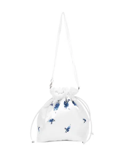Monnalisa Kids' Floral Drawstring Bag In White