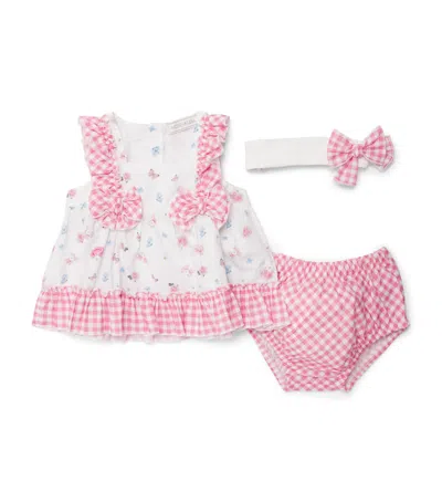 Monnalisa Kids'  Floral Dress And Bloomers Set In Pink