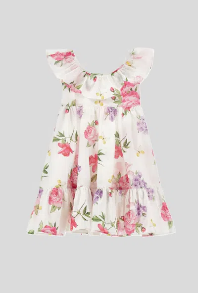 Monnalisa Kids' Floral Dress White In Multi