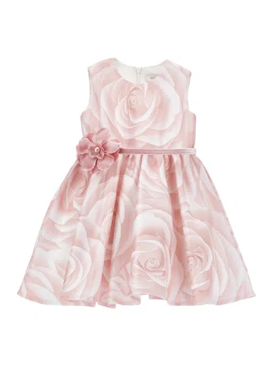 Monnalisa Kids'   Floral Dress With Bow In Pink