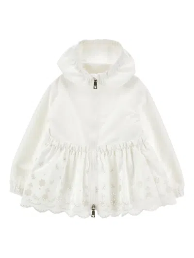Monnalisa Kids' Floral-embellishment Hooded Jacket In White