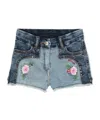 Monnalisa Floral-embroidered Denim Shorts In Blue