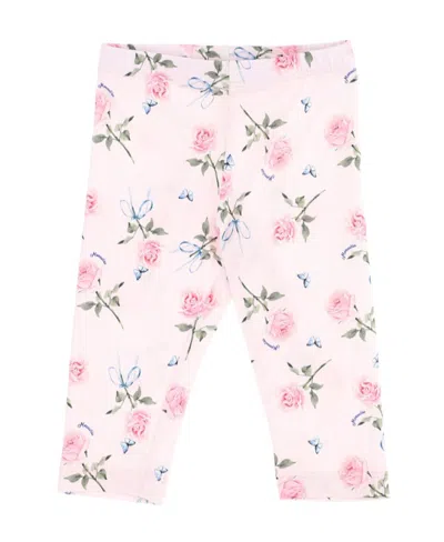 Monnalisa Floral Embroidered Leggings In White