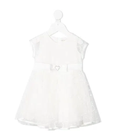 Monnalisa Floral Embroidery Lace Dress In White