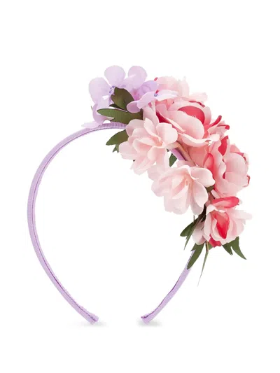 Monnalisa Floral Headband In Purple