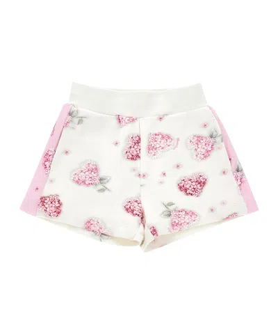 Monnalisa Floral Heart-print Shorts In White