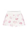 Monnalisa Floral Heart-print Shorts In White