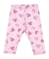 Monnalisa Floral Hearts-printed Leggings In Pink