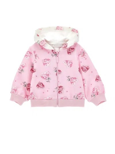 Monnalisa Kids'   Floral Hoodie In Rosa Fairytale + Cream