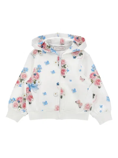 Monnalisa Babies' Floral Hoodie In White