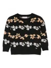 Monnalisa Floral-intarsia Knit Jumper In Black