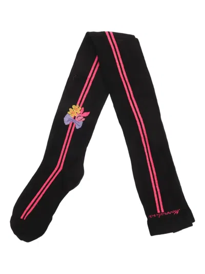 Monnalisa Kids' Floral-intarsia Tights In Black