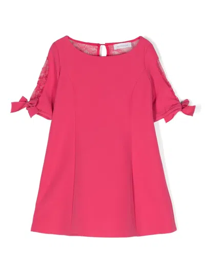Monnalisa Kids' Floral Lace-detail Dress In Pink