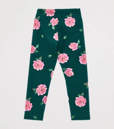 Monnalisa Kids' Floral Leggings In Green