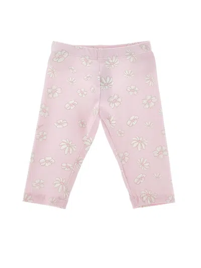 Monnalisa Babies' Floral-print Trousers In Pink