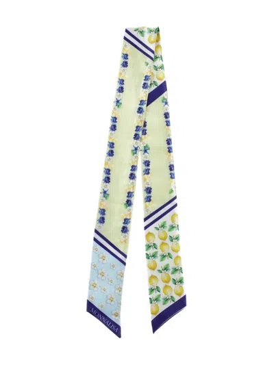 Monnalisa Kids' Floral Lemon Print Scarf In Green
