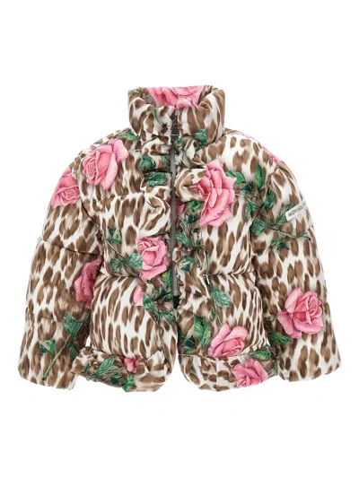 Monnalisa Floral Leopard-print Puffer Jacket