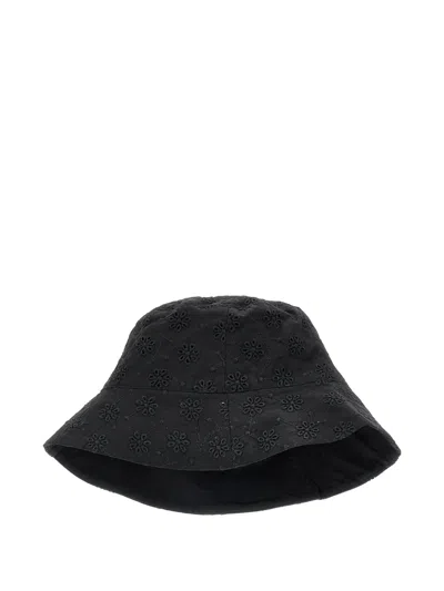 Monnalisa Kids' Floral-motif Bucket Hat In Black