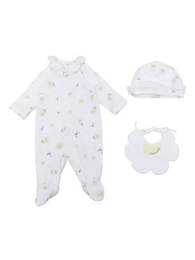 Monnalisa Floral-motif Cotton Babygrow Set In White