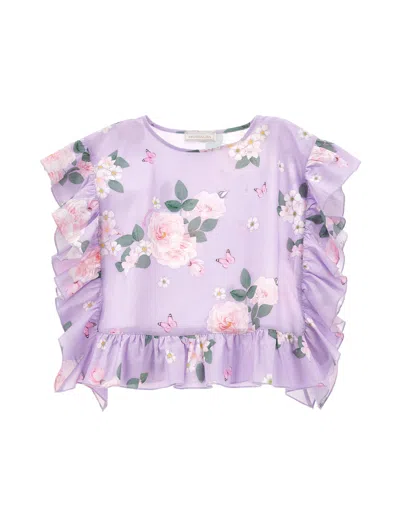 Monnalisa Kids'   Floral Muslin Cover-up In Wisteria