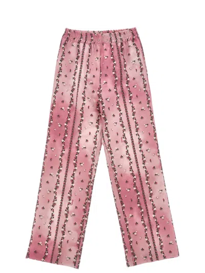 Monnalisa Kids'   Floral Palazzo Trousers In Blush Pink