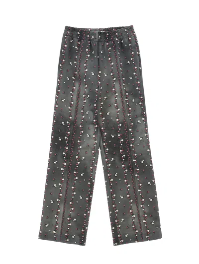 Monnalisa Kids'   Floral Palazzo Trousers In Medium Grey