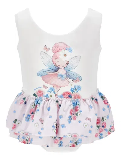 Monnalisa フローラル ワンピース水着 In White