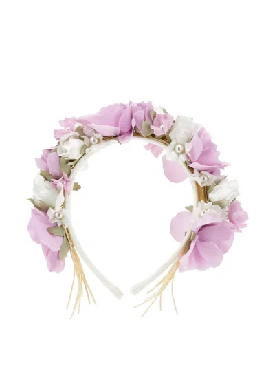 Monnalisa Kids' Floral Pearl Hair Accessory In Pink