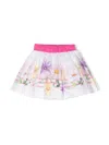 Monnalisa Floral Printed Cotton Skirt In White