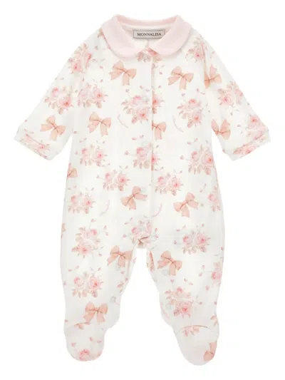 Monnalisa Floral-print Babygrow In Gray