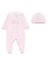 Monnalisa Floral-print Babygrow Set In Pink