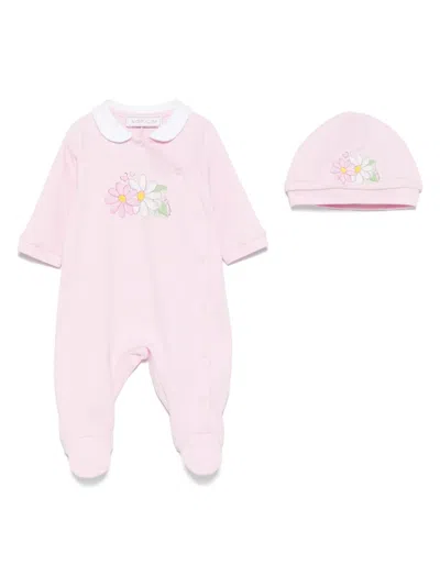 Monnalisa Floral-print Babygrow Set In Pink
