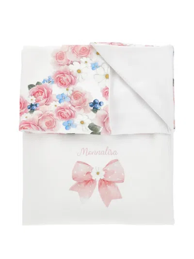 Monnalisa Babies' Floral-print Blanket In White