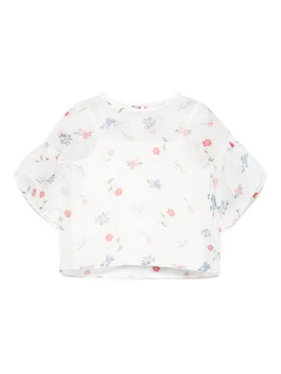 Monnalisa Kids' Floral-print Blouse In White