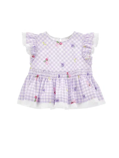 Monnalisa Babies'   Floral Print Blouse In Purple