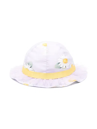 Monnalisa Babies' Floral-print Bucket Hat In Purple